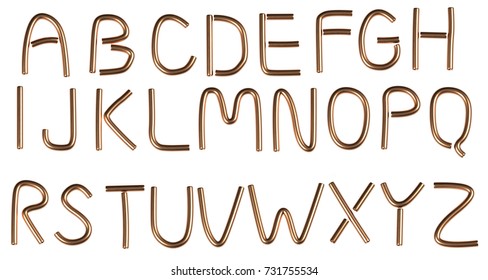 3d Rendering Of Copper Pipe Alphabet