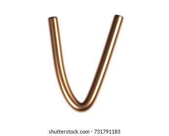 3d Rendering Of Copper Pipe Letter V