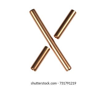 3d Rendering Of Copper Pipe Letter X