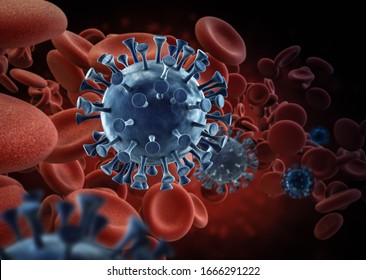3d rendering coronavirus cell or covid-19 cell disease in blood