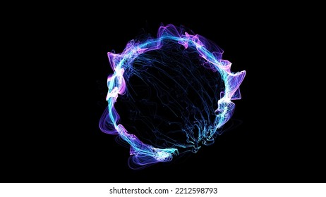 3D rendering cosmic energy strings. Energy flows in the form of thin bright elements. Lines form structural fibers