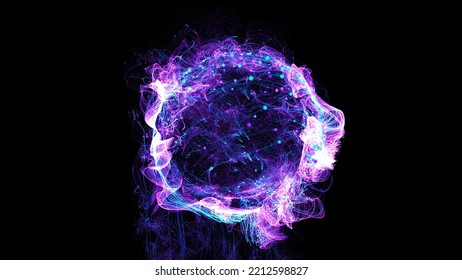 3D rendering cosmic energy strings. Energy flows in the form of thin bright elements. Lines form structural fibers