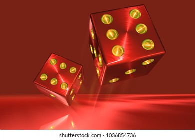 3D Rendering Of A Couple Of Red Rolling Dices