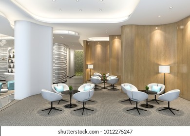 3d Rendering Cozy Chair In Luxury Hotel Lounge And Reception