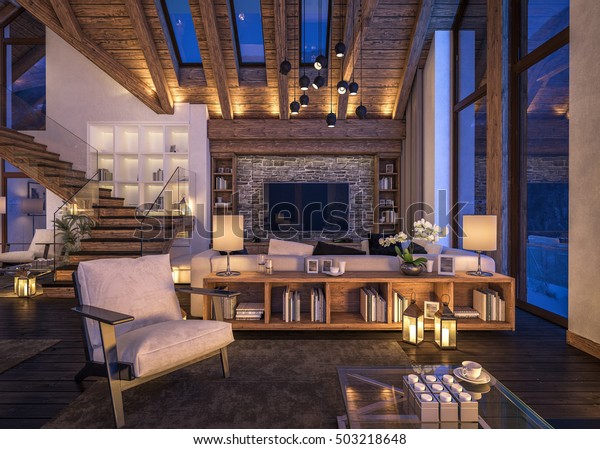 3d Rendering Cozy Living Room On Stock Illustration 503218648 ...