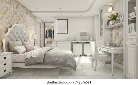 3d Rendering Cozy Pastel Scandinavian Child Bedroom With Wardrobe