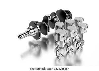 3d Rendering Crankshaft 6v Cylinders Engine Stock Illustration ...