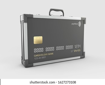 3d Rendering Of Credit Card In The Form Of A Metallic Case