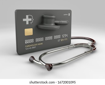 3d rendering of credit card with stethoscope. The concept of paid medicine. - Powered by Shutterstock