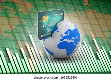 3d rendering  credit or debit card 