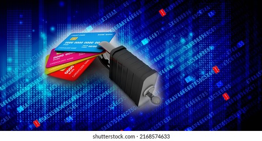 3d Rendering Credit Debit Card Protection Stock Illustration 2168574633 ...