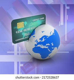 3d rendering  credit or debit card 