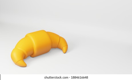 3D Rendering. Croissant Food Icon, On A White Background.