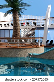 3D Rendering Of A Cruise Ship Pool Deck Exterior