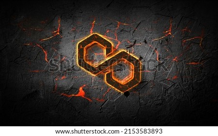 3D rendering cryptocurrency polygon coin on colorful background, cryptocurrency concept 3D illustration