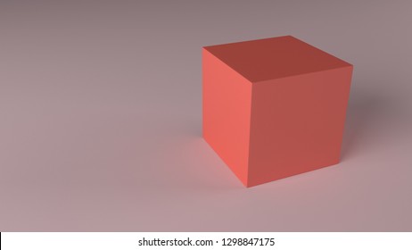 3d rendering cube-box cream background. 3d illustration