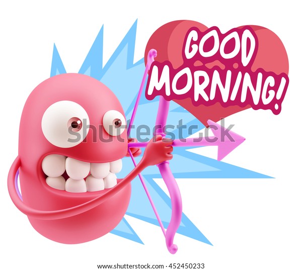 3d Rendering Cupid Emoticon Face Saying Stock Illustration 452450233