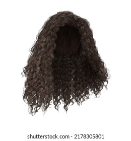 3d Rendering Curly Brown Hair Isolated