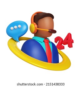 3d Rendering Of A Customer Service Illustration, Colorful Design And White Background