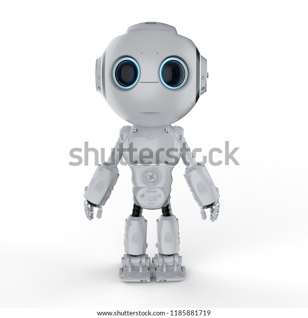 3dレンダリングで カタロンのキャラクターを持つかわいい人工知能ロボット のイラスト素材
