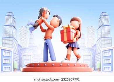 3D rendering of cute cartoon character