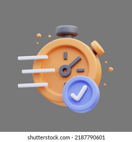 3d Rendering Of Cute Icon Illustration Timer Approved