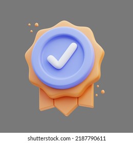 3d rendering of cute icon illustration badge approved, certificate - Powered by Shutterstock