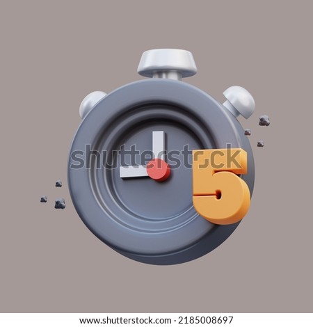 3d rendering of cute icon illustration five minutes time limit