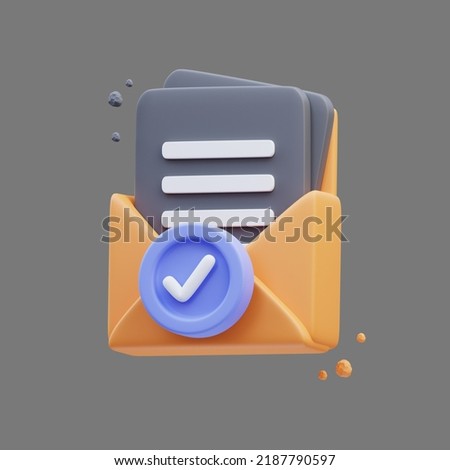 3d rendering of cute icon illustration email approved