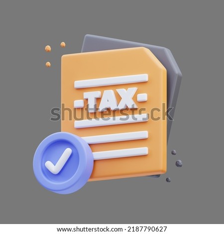3d rendering of cute icon illustration tax approved