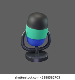 3D Rendering Of Cute Mic Icon