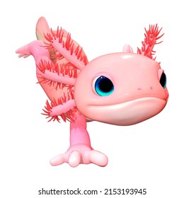 3d Rendering Cute Pink Toon Axolotl Stock Illustration 2153193945 ...