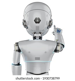 3D-Renderingroboter oder Roboter der künstlichen Intelligenz mit Zeichentrickpunkt
