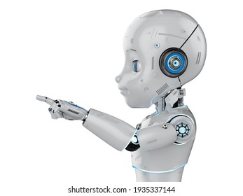 3D-Renderingroboter oder Roboter der künstlichen Intelligenz mit Zeichentrickpunkt