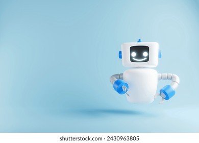 3D rendering A cute robot floats in the air.