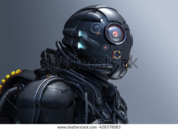 3d Rendering Cyborg Girl Stock Illustration 428378083