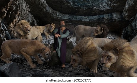 3D Rendering of Daniel in the Lions' Den