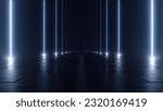 3d rendering of dark abstract sci-fi tunnel, Futuristic spaceship corridor.