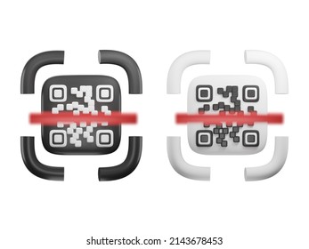 3D Rendering Dark And Light Theme Scanning Barcode Illustration