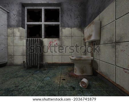 3D rendering of dark restroom