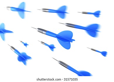 3d Rendering Of Dart Arrows Flying In The Air