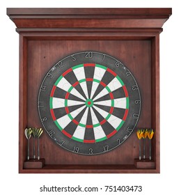 3d Rendering Of A Dart Board On White Background. Isolated