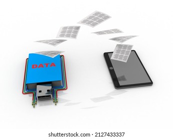 3d rendering data Pen driver sharing document on mobile phone