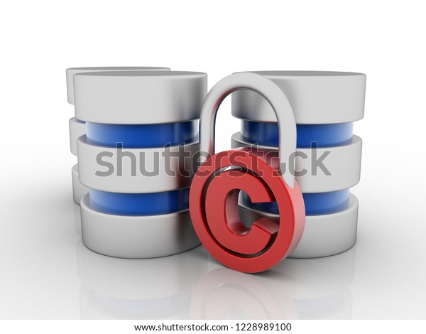 3d Rendering Database Network Copyright Lock Stock Illustration ...