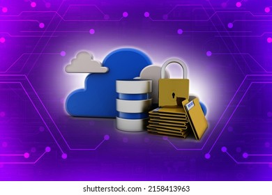 3d Rendering Database Storage Data Base With Cloud Folder Storage With Lock
