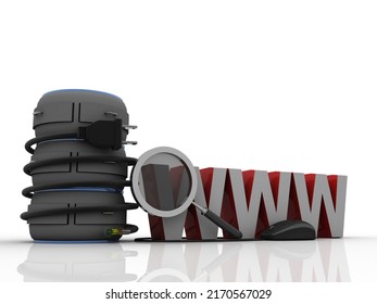 3d rendering Database storage data base connected mouse with database