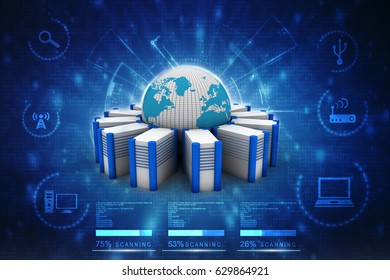 3d rendering Database storage network concept