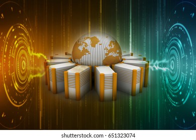 3d rendering Database storage network concept
