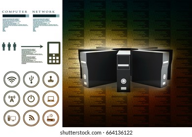 3d rendering Database storage network concept
