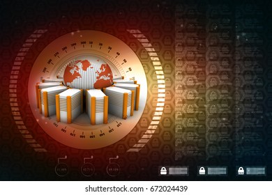3d rendering Database storage network concept
